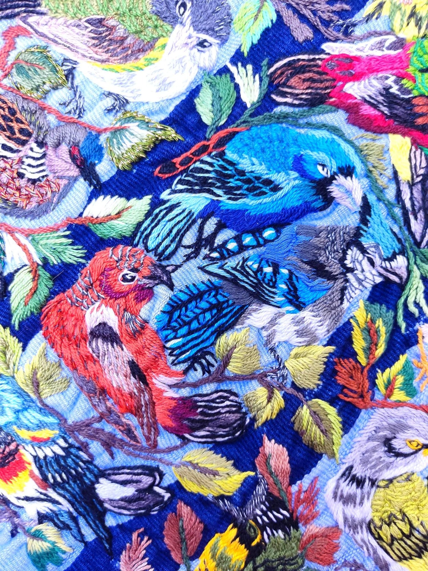 Vintage Handmade EMBROIDERED Birds SANTIAGO Atitlan Huipil Cotton Wall Decor Tapestry