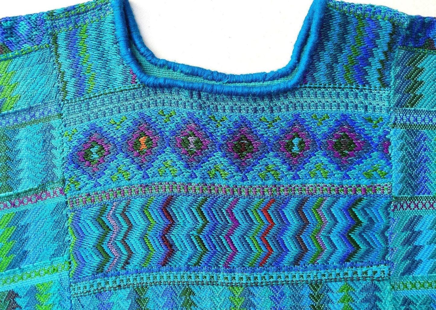 Vintage San Antonio Palopo Huipil Embroidery Geometric Pattern Cotton TAPESTRY And BLOUSE - Home Wall Decor Floral Wall Hanging Blouse