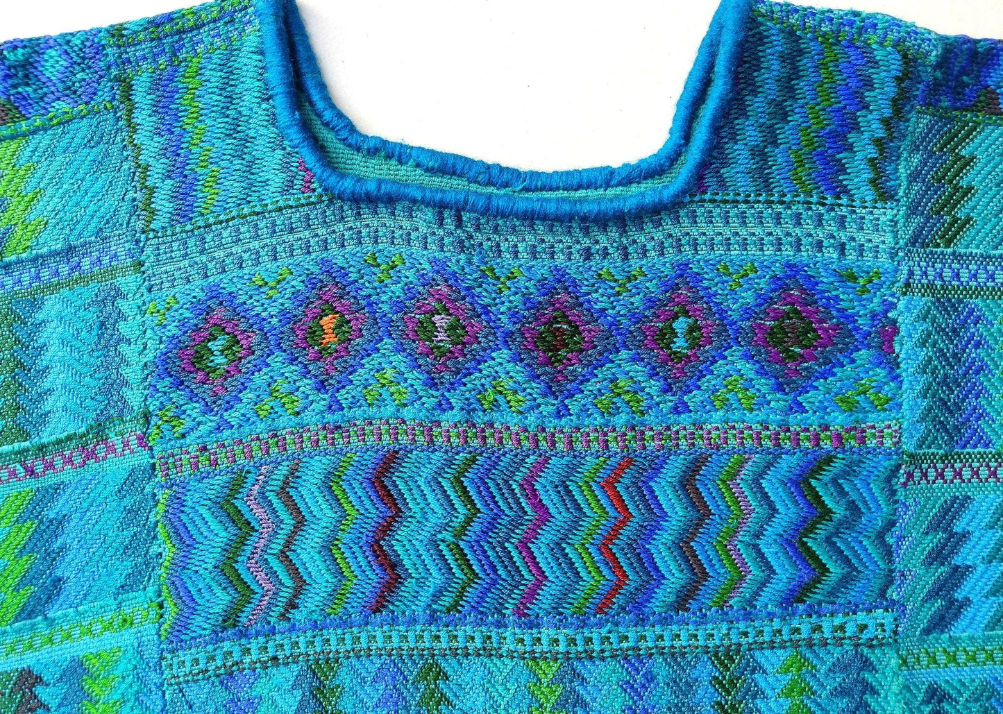 Vintage San Antonio Palopo Huipil Embroidery Geometric Pattern Cotton TAPESTRY And BLOUSE - Home Wall Decor Floral Wall Hanging Blouse