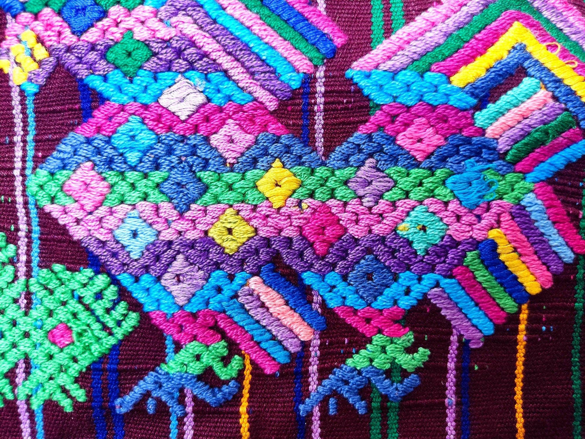 Vintage Guatemalan Unique Handmade Weaved Cotton RED Color -Mayan ROOSTERS Santo Domingo XENACOJ huipil-
