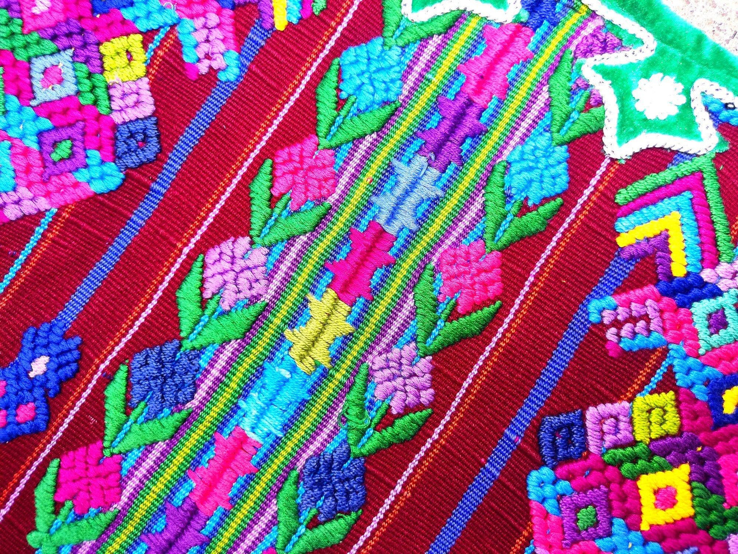 Vintage Guatemalan Unique Handmade Weaved Cotton BURGUNDY -Mayan ROOSTERS -Santo Domingo XENACOJ huipil-