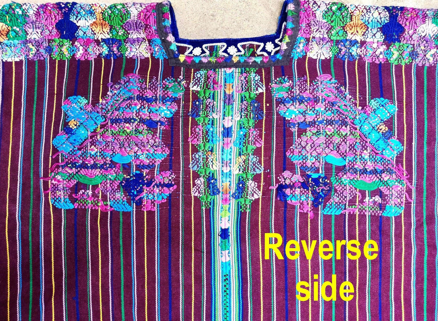 Vintage Guatemalan Unique Handmade Weaved Cotton BURGUNDY -Mayan HORSES and Ducks -Santo Domingo XENACOJ huipil-