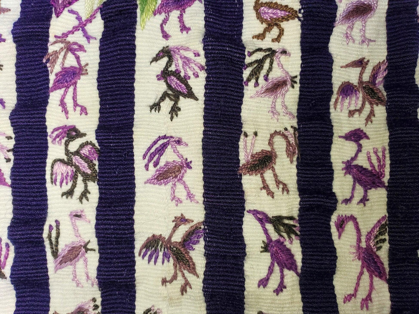 Vintage handmade embroidered birds Santiago Atitlan huipil cotton wall decor tapestry