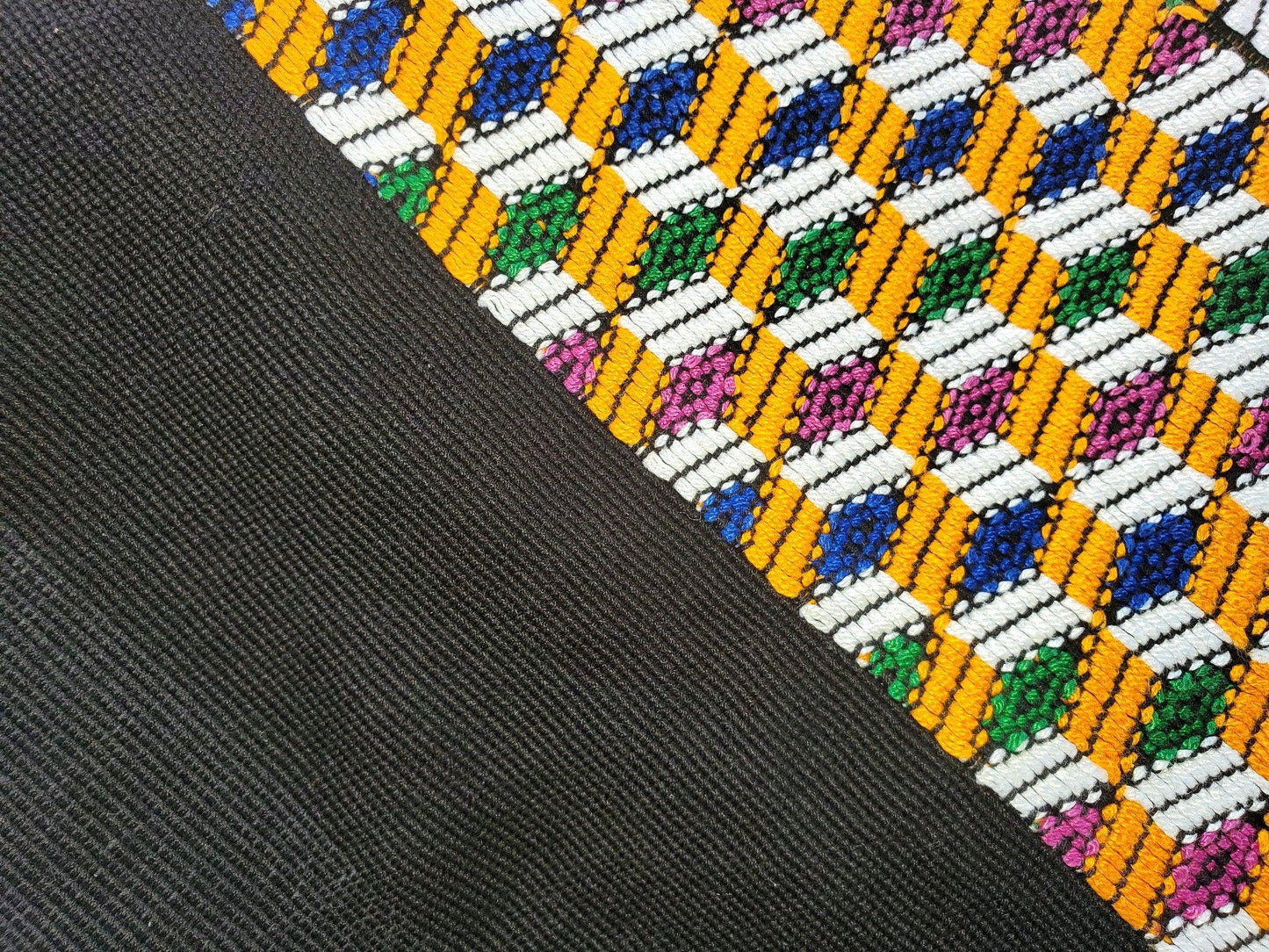 Vintage white black unique handmade weaved cotton Almolonga Quetzaltenango huipil