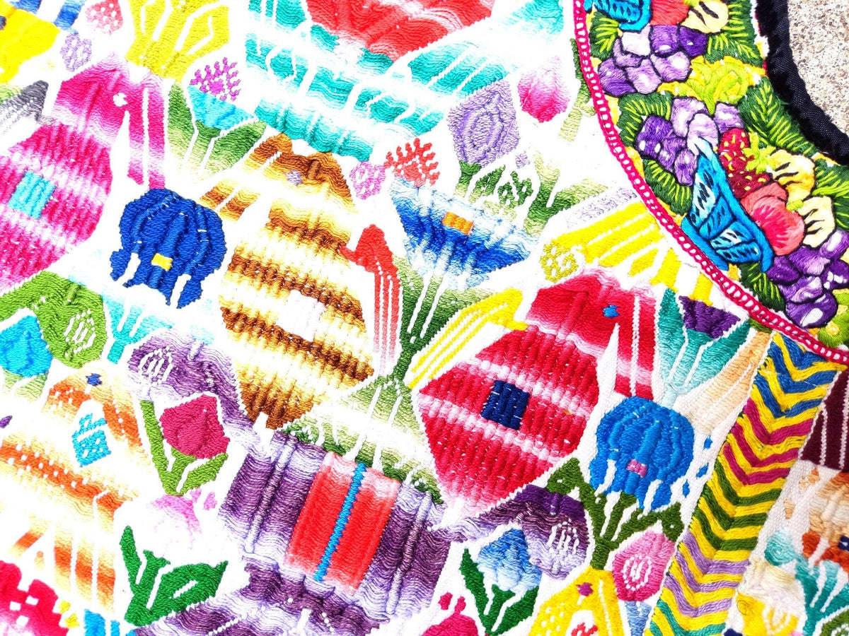 Vintage Cotton Unique Handmade weaved -San Martin Chile Verde Quetzaltenango XELA- huipil