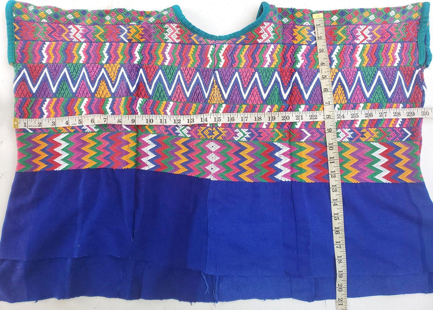 Vintage Guatemalan unique handmade weaved cotton -San Pedro Sacatepéquez huipil-