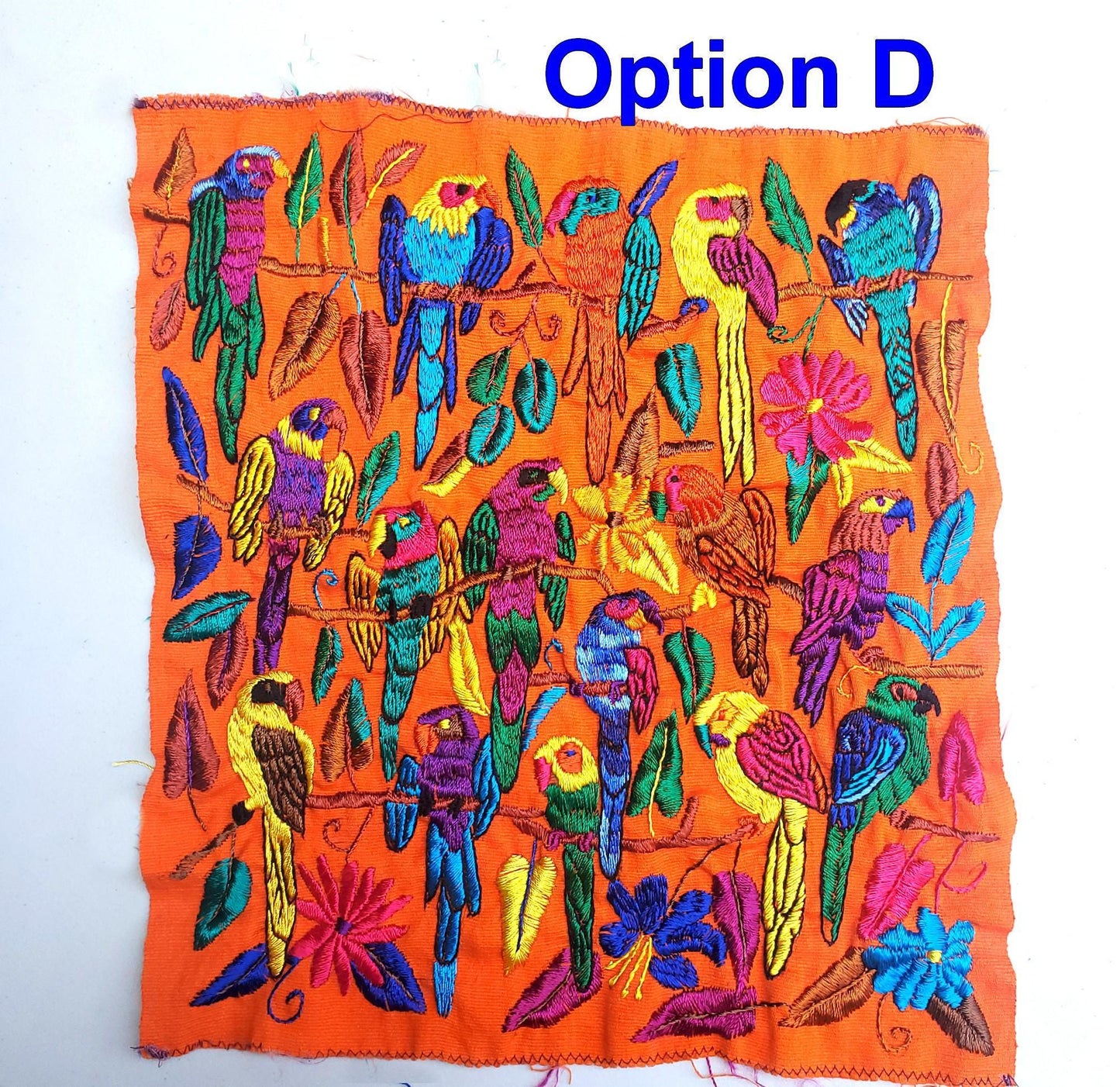 Handmade Hanging EMBROIDERED Guatemalan Yellow Wall Decor "QUETZAL and Bird Friends" tapestry