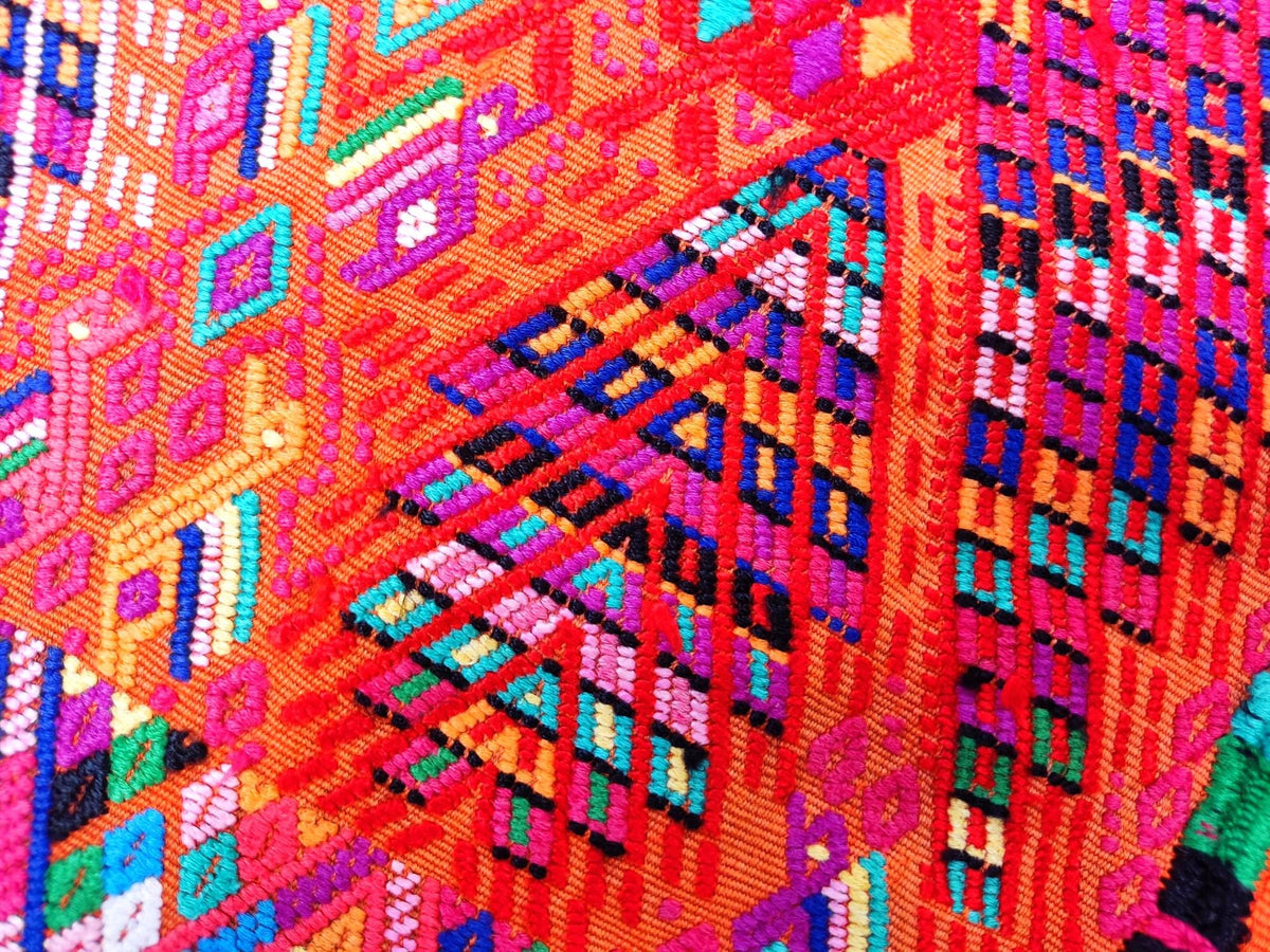 Vintage Cotton Unique RUST Handmade weaved GEOMETRIC CHICHI Huipil