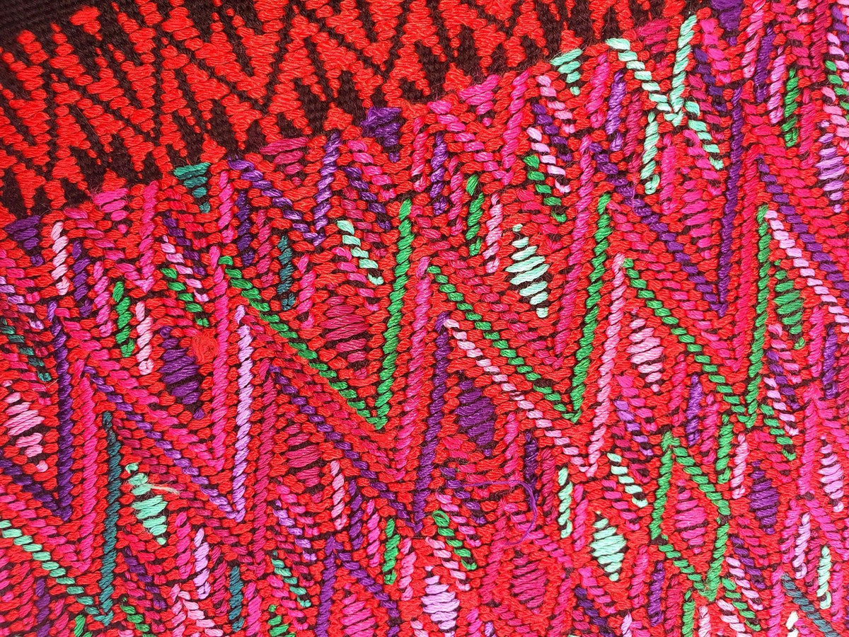 Vintage Black Red Unique Guatemala Handmade Weaved -Santa Maria de Jesus huipil-