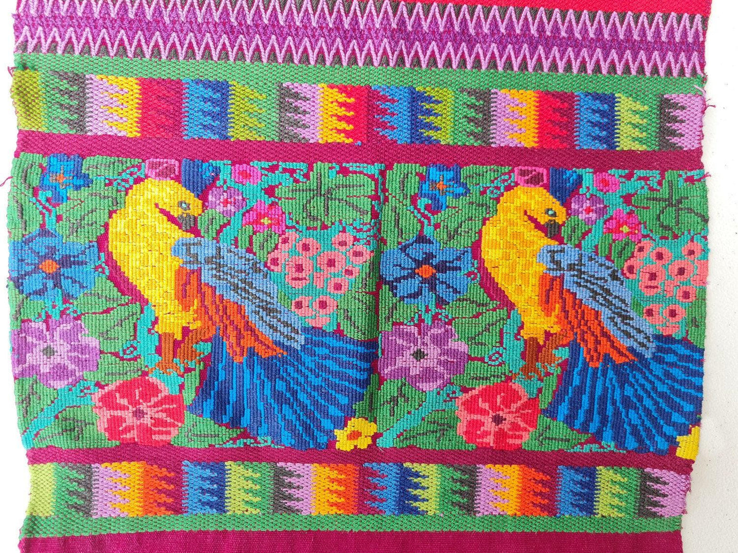 Vintage unique Guatemala handmade weaved cotton runner -Huipil from San Antonio Aguas Calientes-