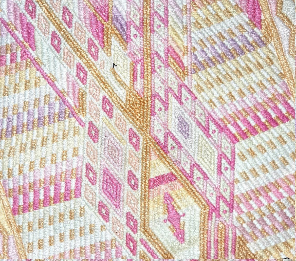 Vintage Guatemalan unique handmade Ivory weaved cotton huipil - Mayan rombus motives-