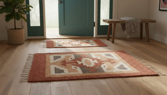 Handwoven WOOL RUG made in MOMOSTENANGO Guatemala / Geometric pattern