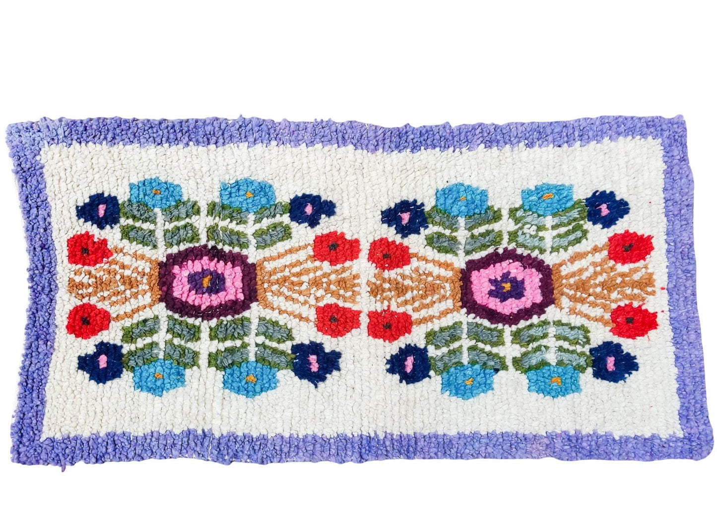 Handwoven WOOL RUG made in MOMOSTENANGO Guatemala / Flowers pattern
