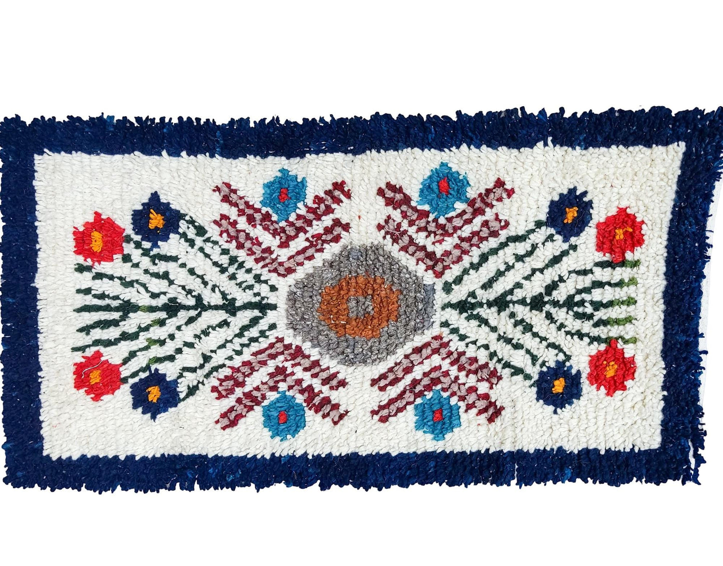 Handwoven WOOL RUG made in MOMOSTENANGO Guatemala / Flowers pattern