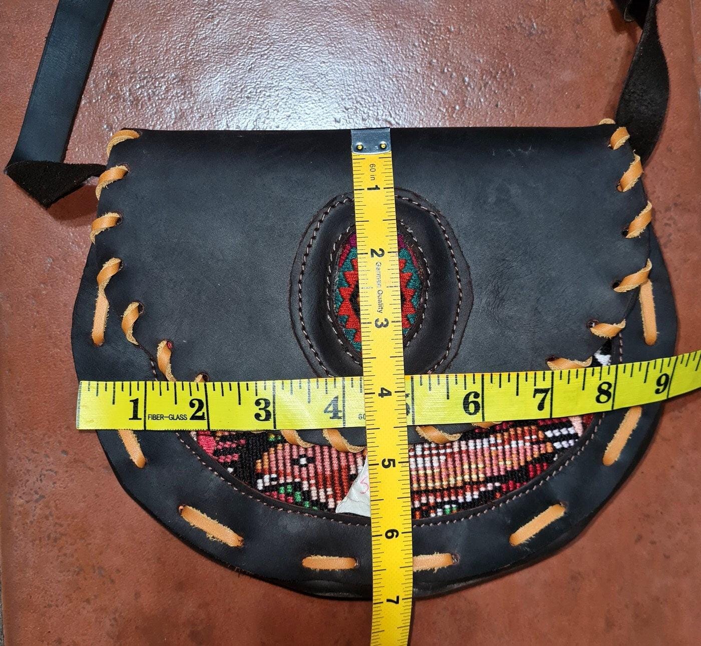 Aesthetic Woman Guatemalan Leather Huipil CROSSBODY Wristlet CLUTCH PURSE - 100% Cotton Lining Purse