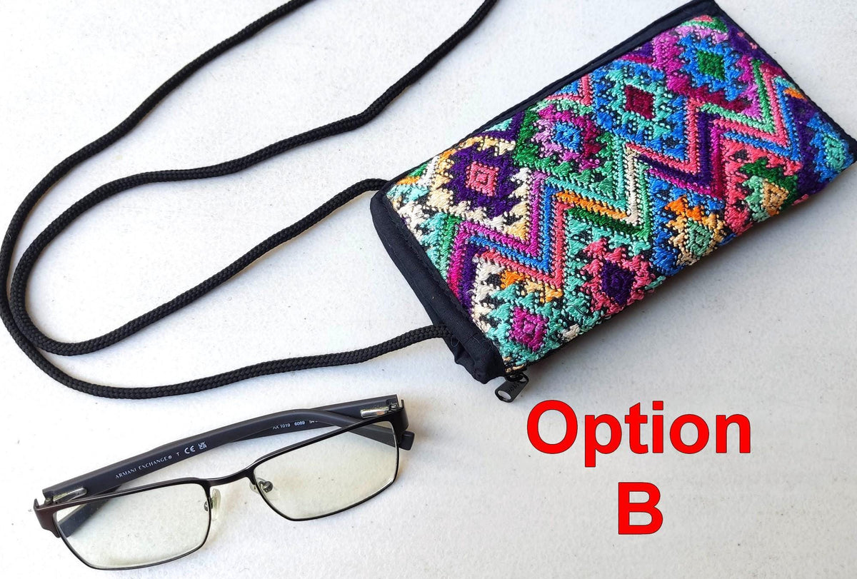 Guatemalan Upcycled hUIPIL CASE for SUNGLASSES purse