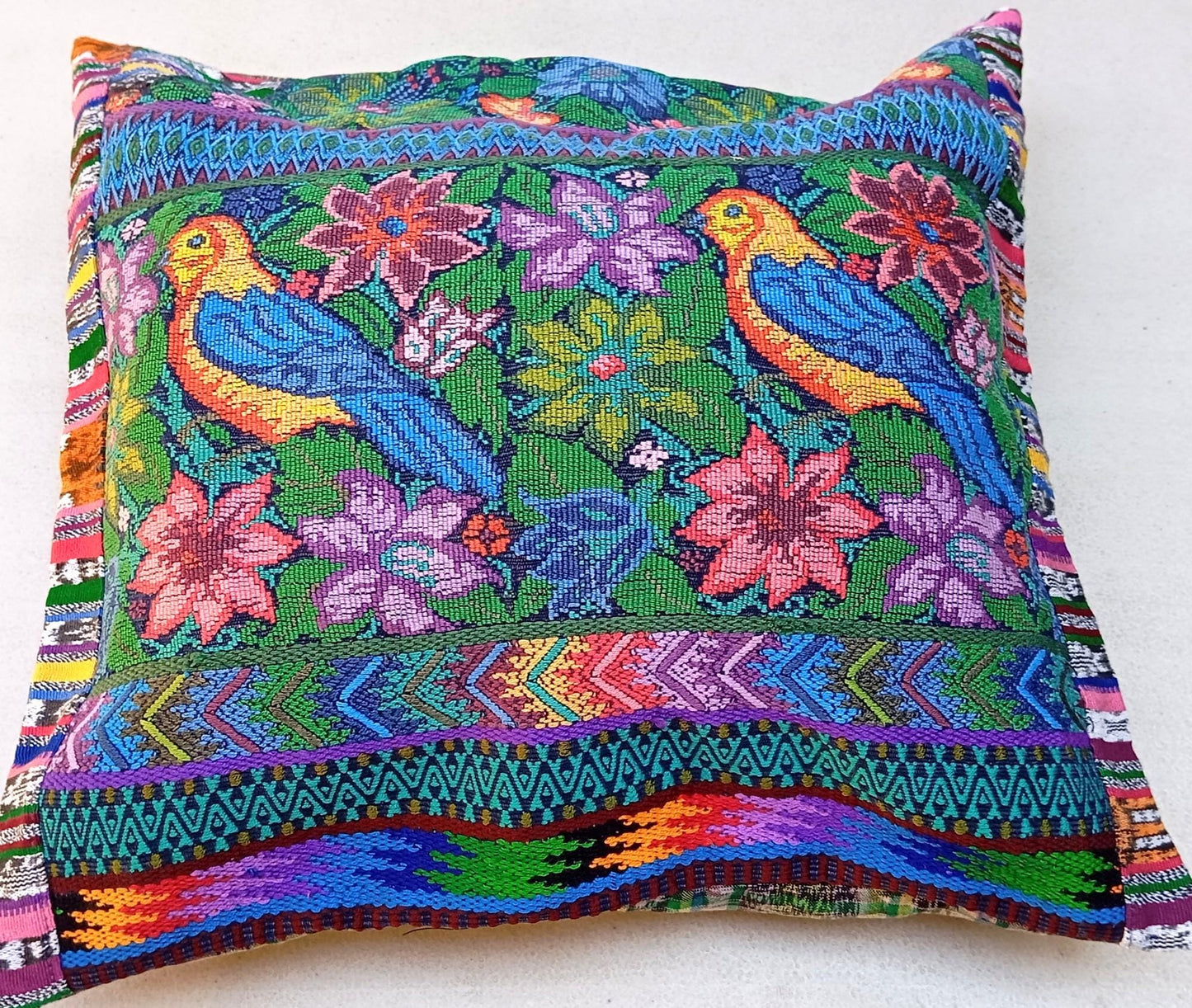 Cotton Guatemala hand pillow cover -San Antonio Aguas Calientes Huipil- 14x18 16x16 17x17 18x18