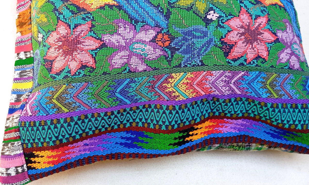 Cotton Guatemala hand pillow cover -San Antonio Aguas Calientes Huipil- 14x18 16x16 17x17 18x18