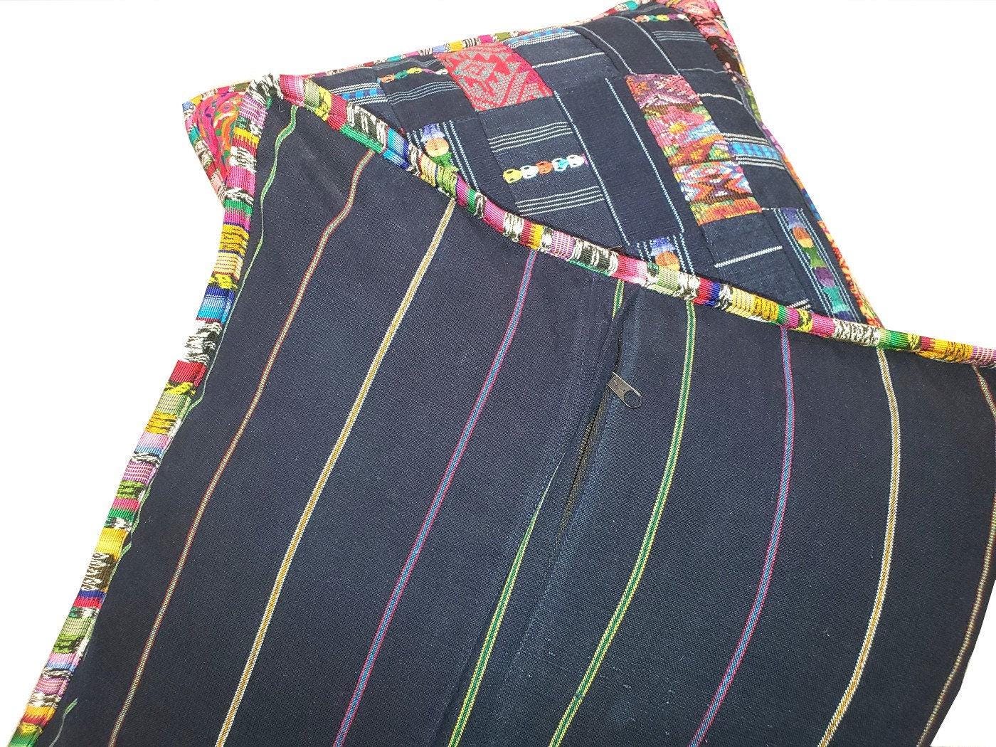 Guatemalan Cotton Handmade -Patchwork Style- Huipil Pillow Case Cushion Cover -18x18- 20x20 Customizable Sizes