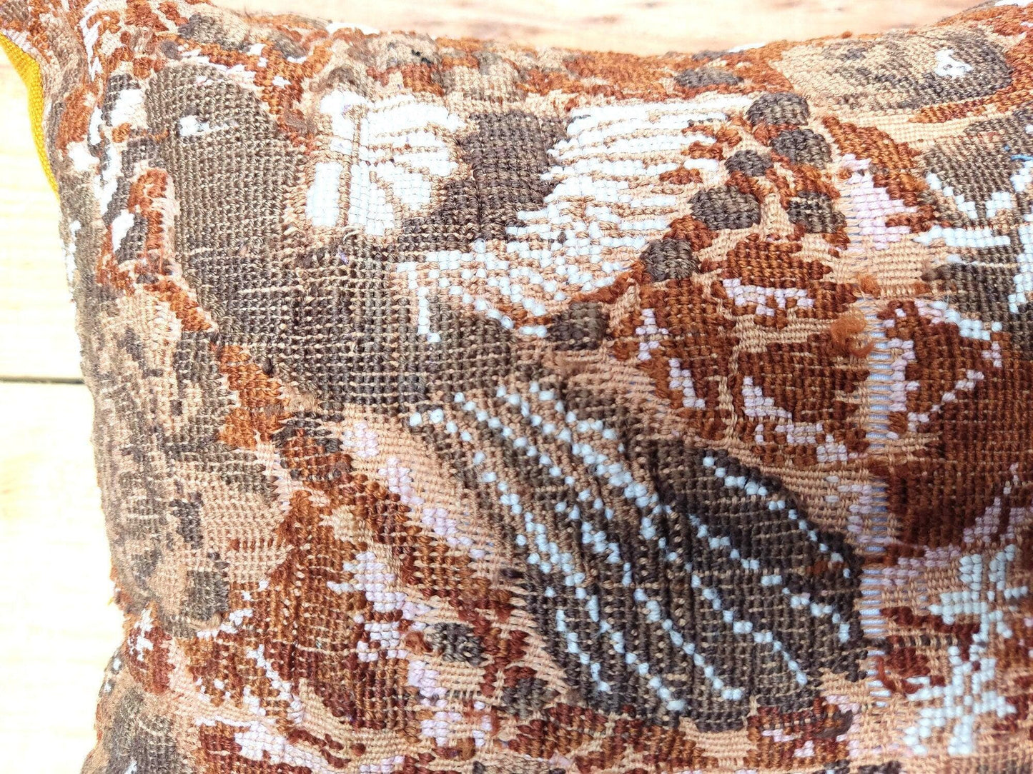 Guatemalan Upcycled Pillow Cover / Ethnic Comalapan Dove Cushion Case / 13.5 x13.5 inches