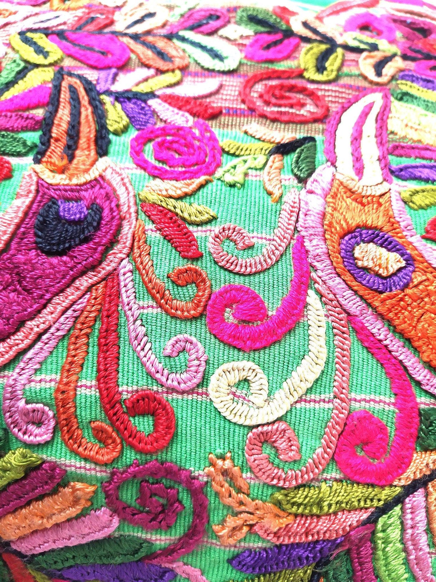 Cotton Guatemala hand embroidery -Eagles & floral- huipil pillow case cushion cover 26x26 inches