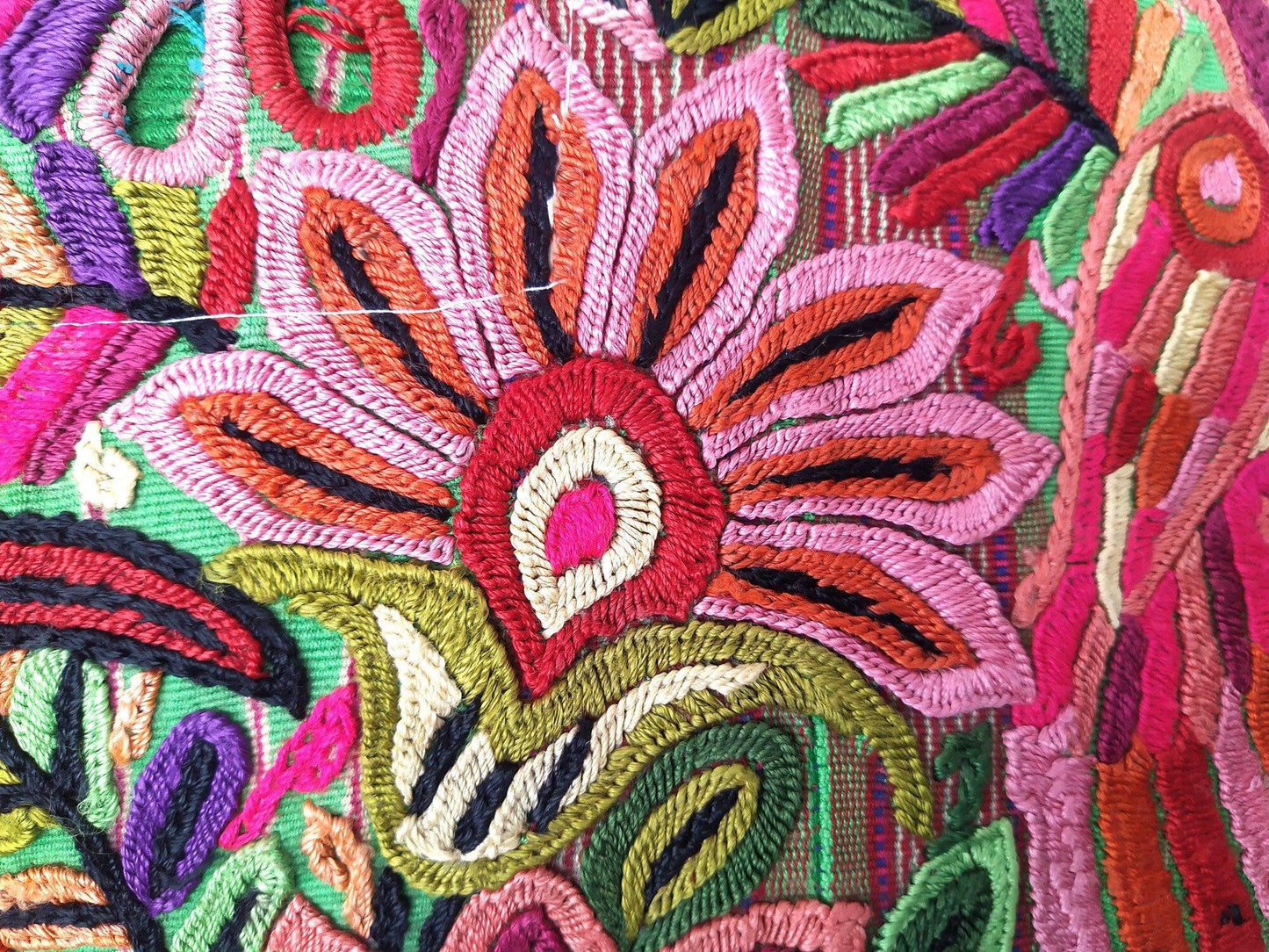 Cotton Guatemala hand embroidery -Eagles & floral- huipil pillow case cushion cover 26x26 inches