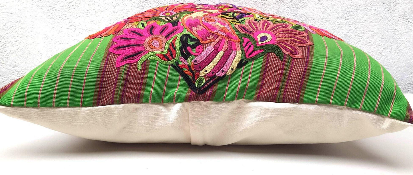 Cotton Guatemala hand embroidery -Eagles & floral- huipil pillow case cushion cover 26x26 inches