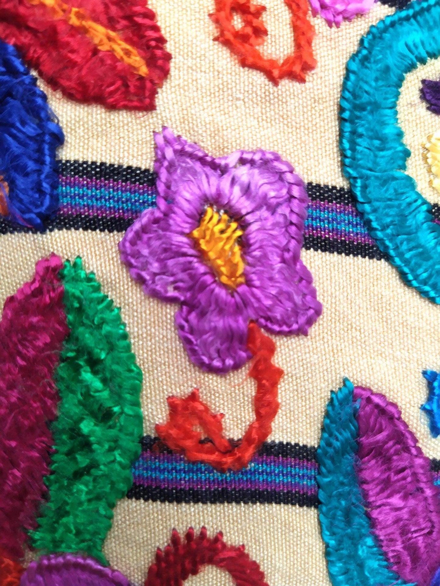 Cotton Guatemala Hand Embroidery -BUTTERFLY & Floral- Huipil PILLOW Case Cushion Cover