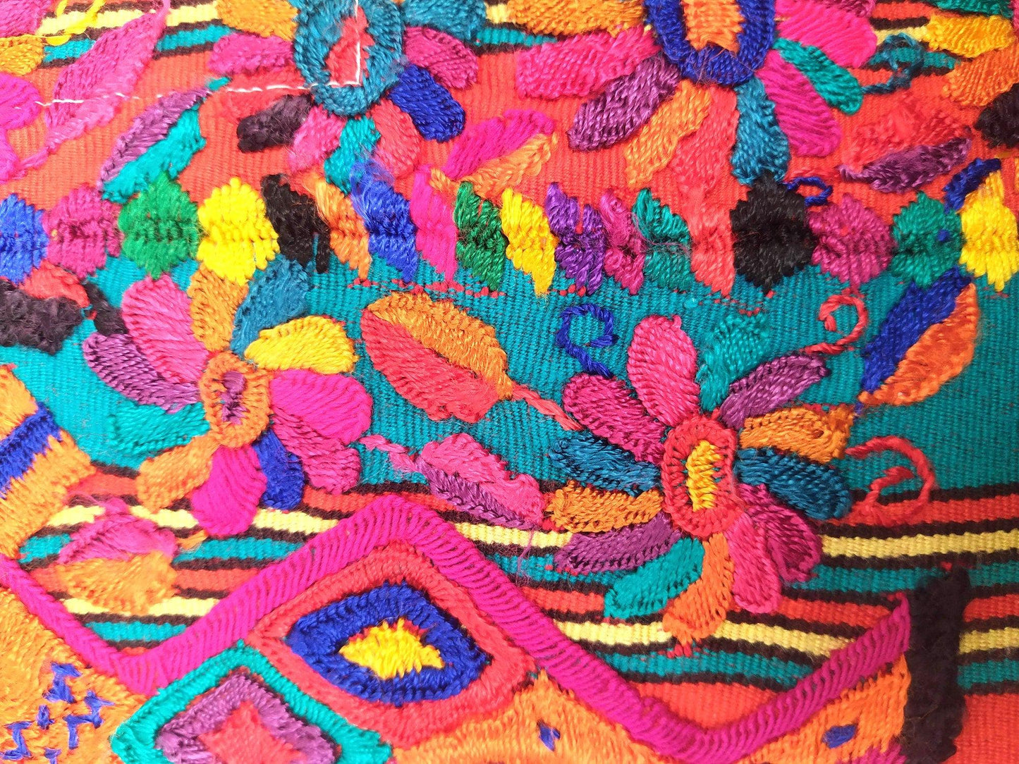 Cotton Guatemala hand embroidery -Geometric & floral- huipil pillow case cushion cover