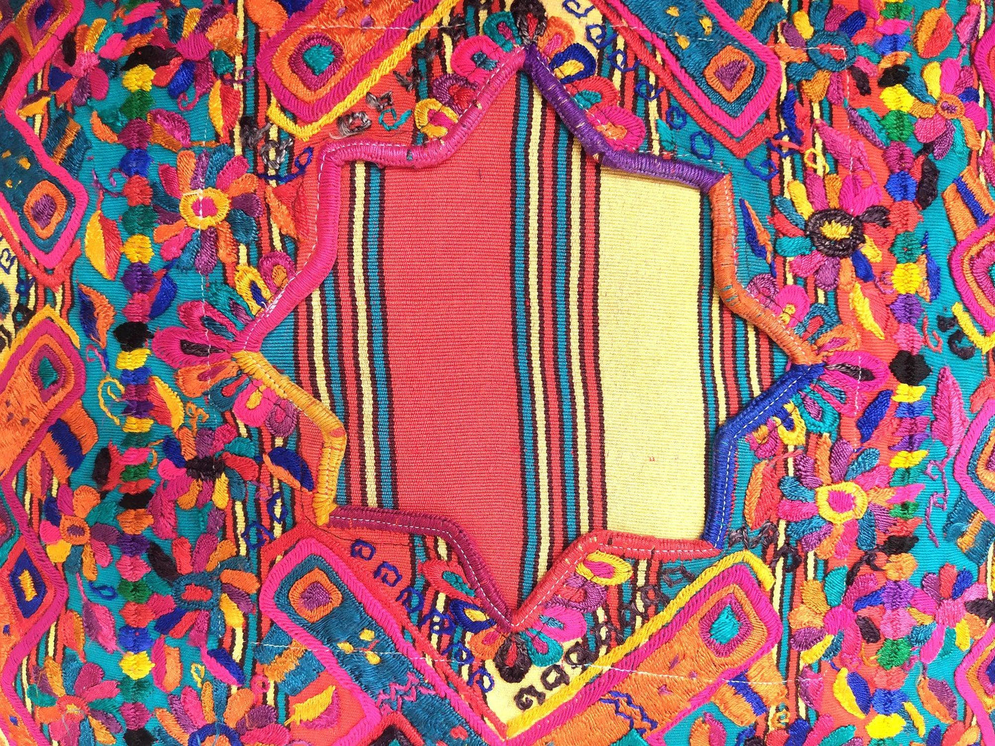 Cotton Guatemala hand embroidery -Geometric & floral- huipil pillow case cushion cover