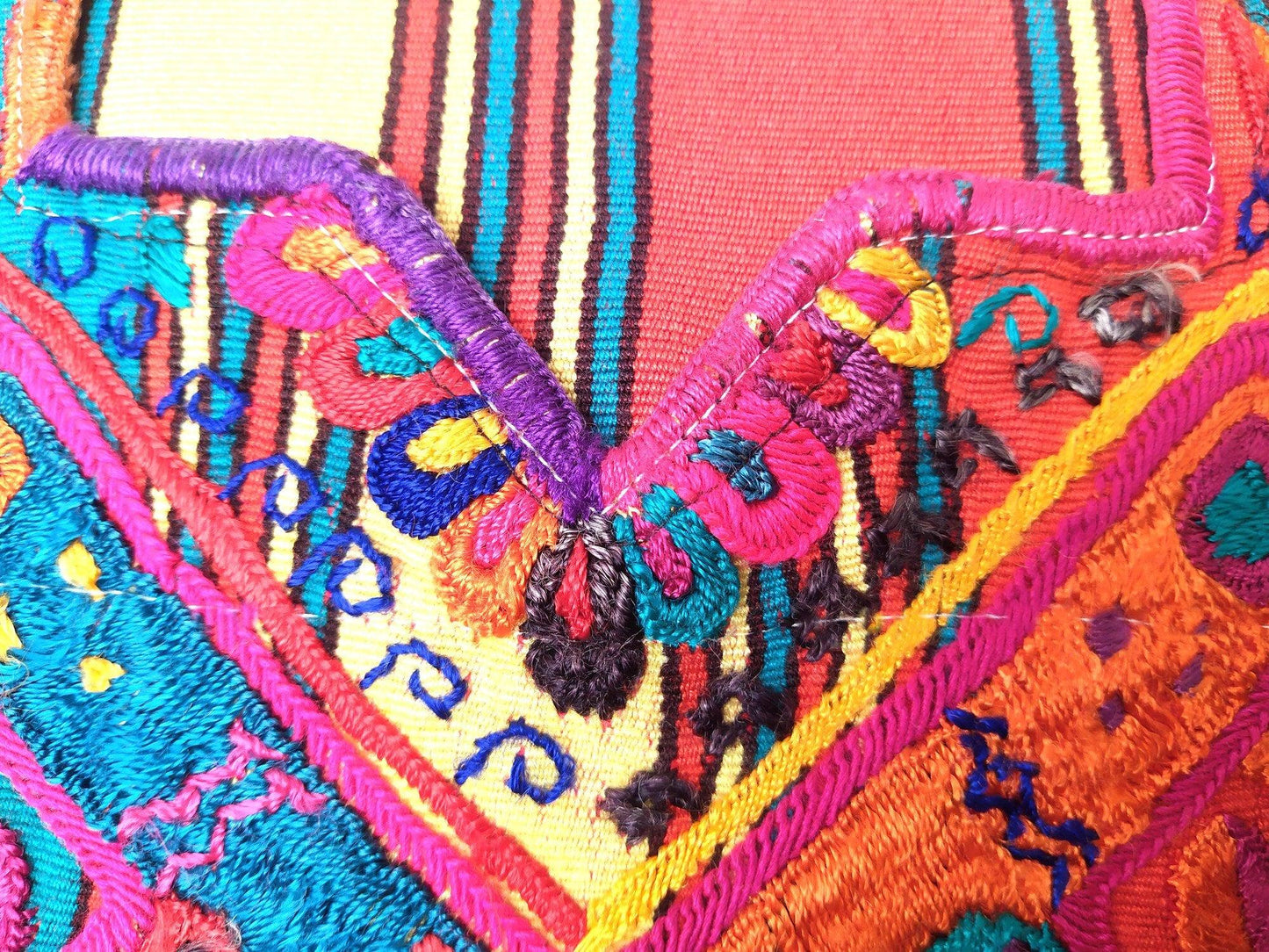 Cotton Guatemala hand embroidery -Geometric & floral- huipil pillow case cushion cover
