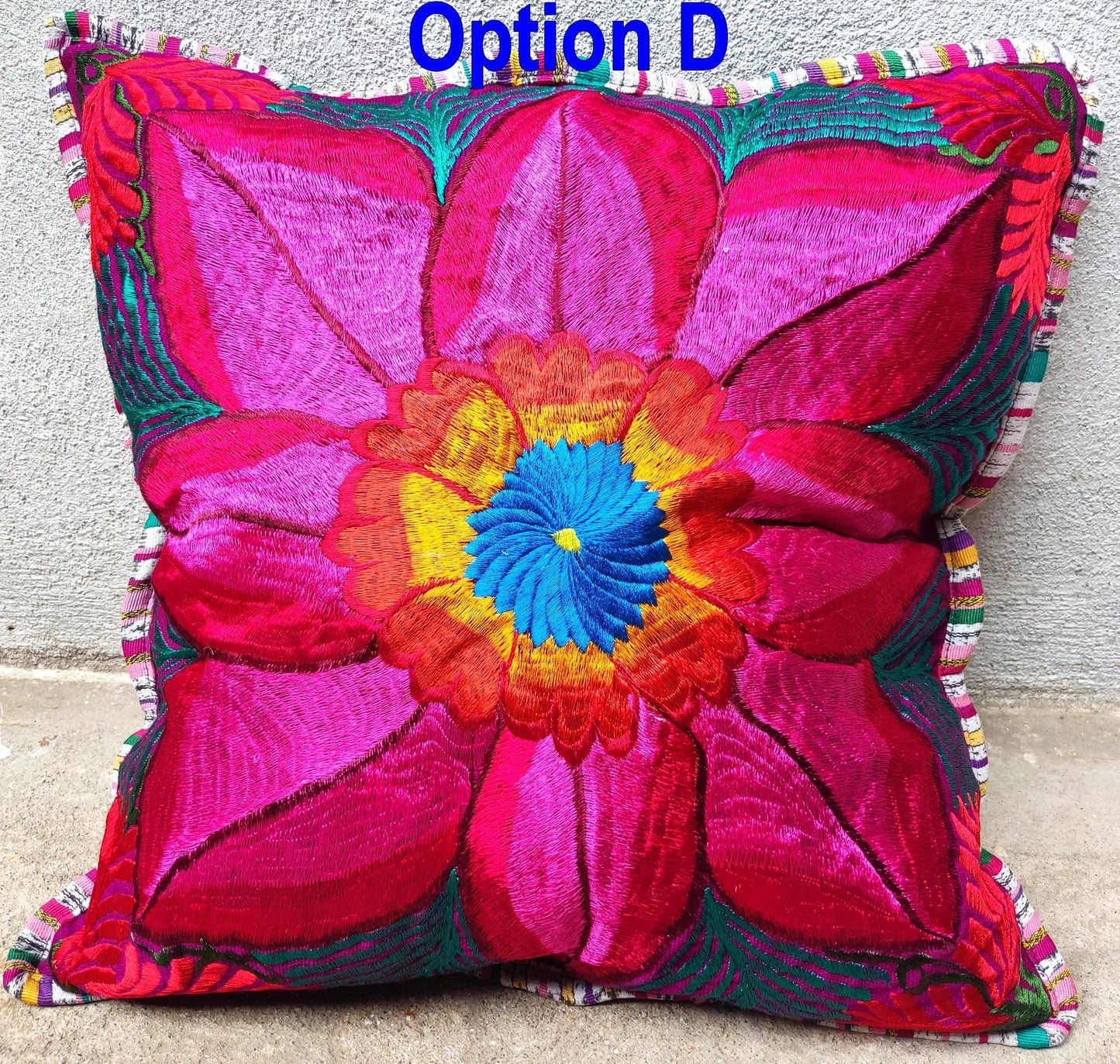 Guatemalan Embroidery - Floral- Pillow Case Cushion Cover 18x18
