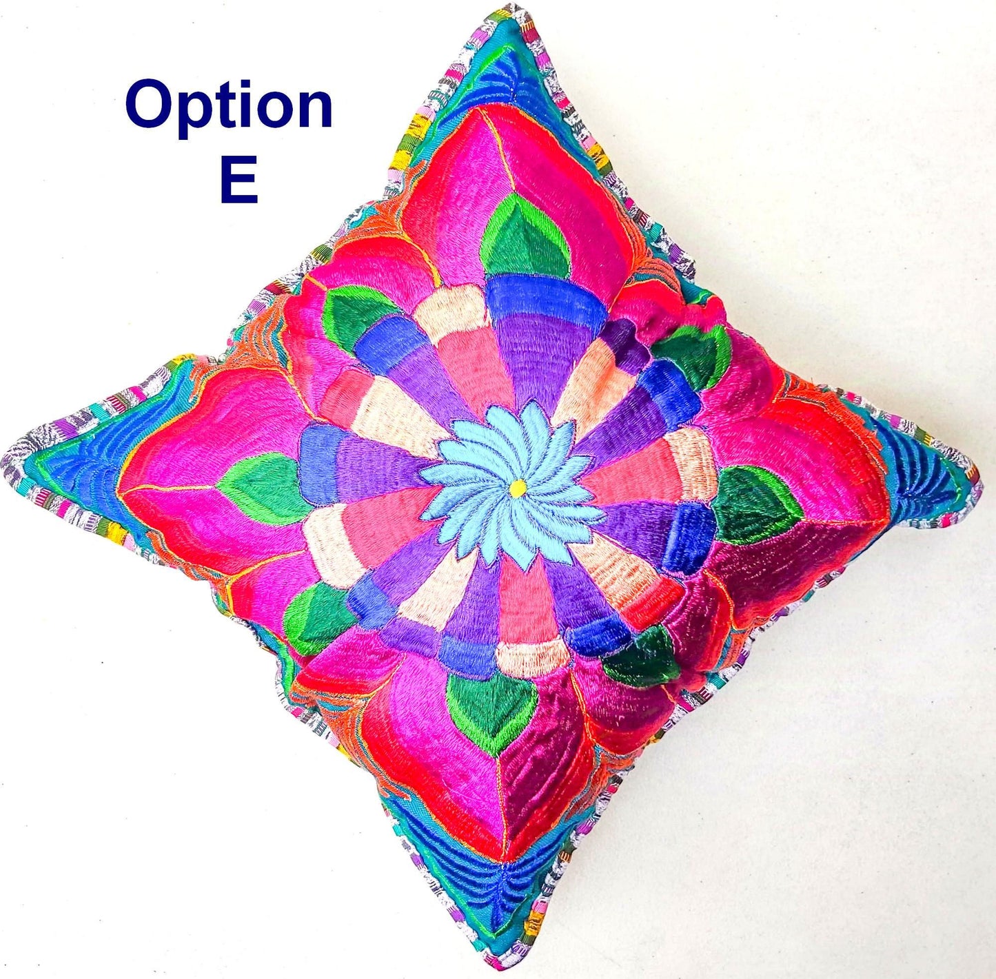 Guatemalan Embroidery - Floral- Pillow Case Cushion Cover 18x18