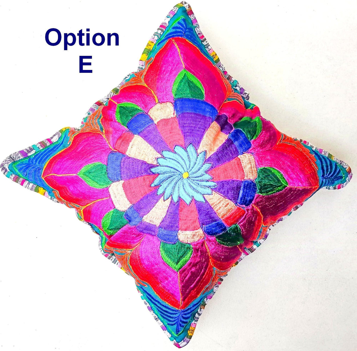 Guatemalan Embroidery - Floral- Pillow Case Cushion Cover 18x18