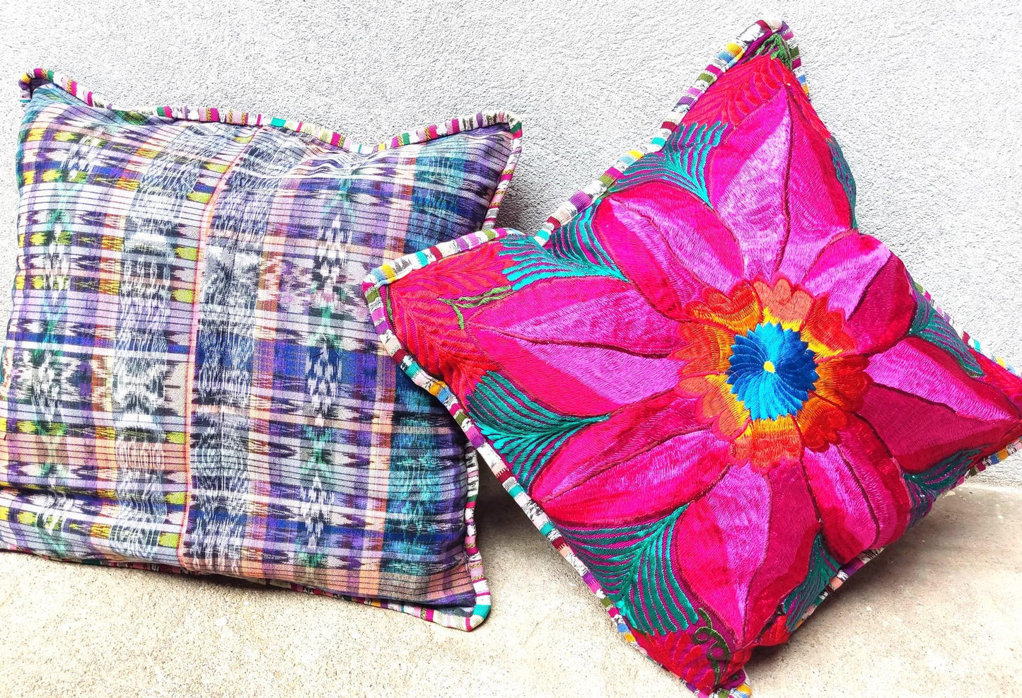 Guatemalan Embroidery - Floral- Pillow Case Cushion Cover 18x18