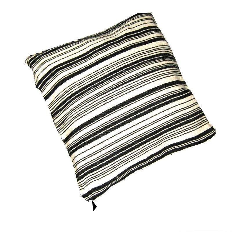 Cotton Guatemala pillow case cushion Festival striped Squares Black and Ivory colors customizable size 14x14, 16x16, 18x18, 20x20, 24x24