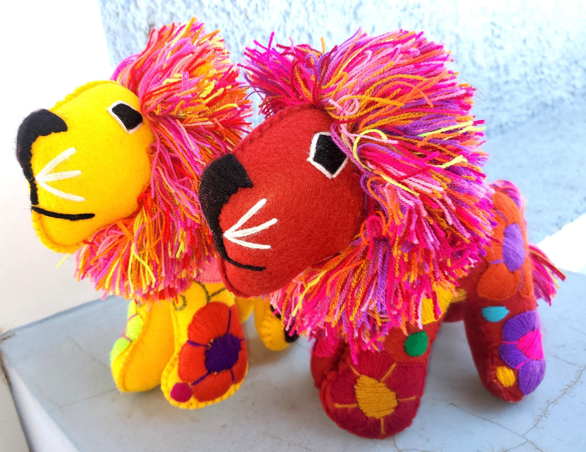 Handmade Stuffed Artistic Multicolor LION And BUFFALO Felt Toy