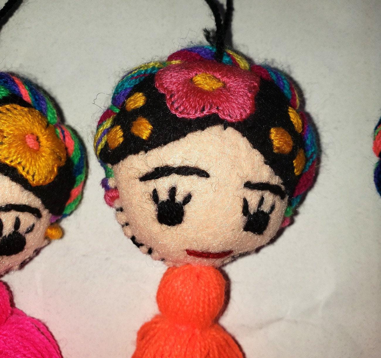Frida doll ornament felt Pom Pom
