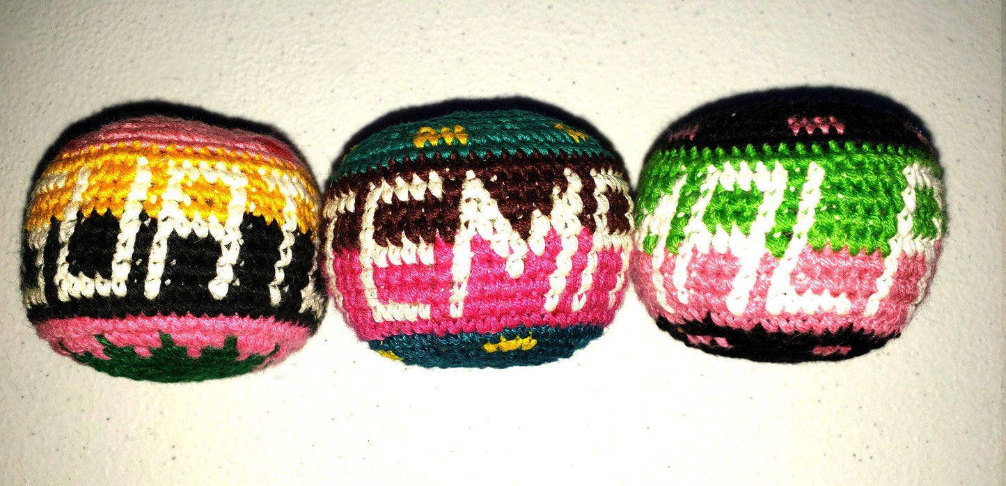 Guatemala Stress Relief Crocheted Cotton Hacky SACKS JUGGLING BALLS Available In Multiple Options