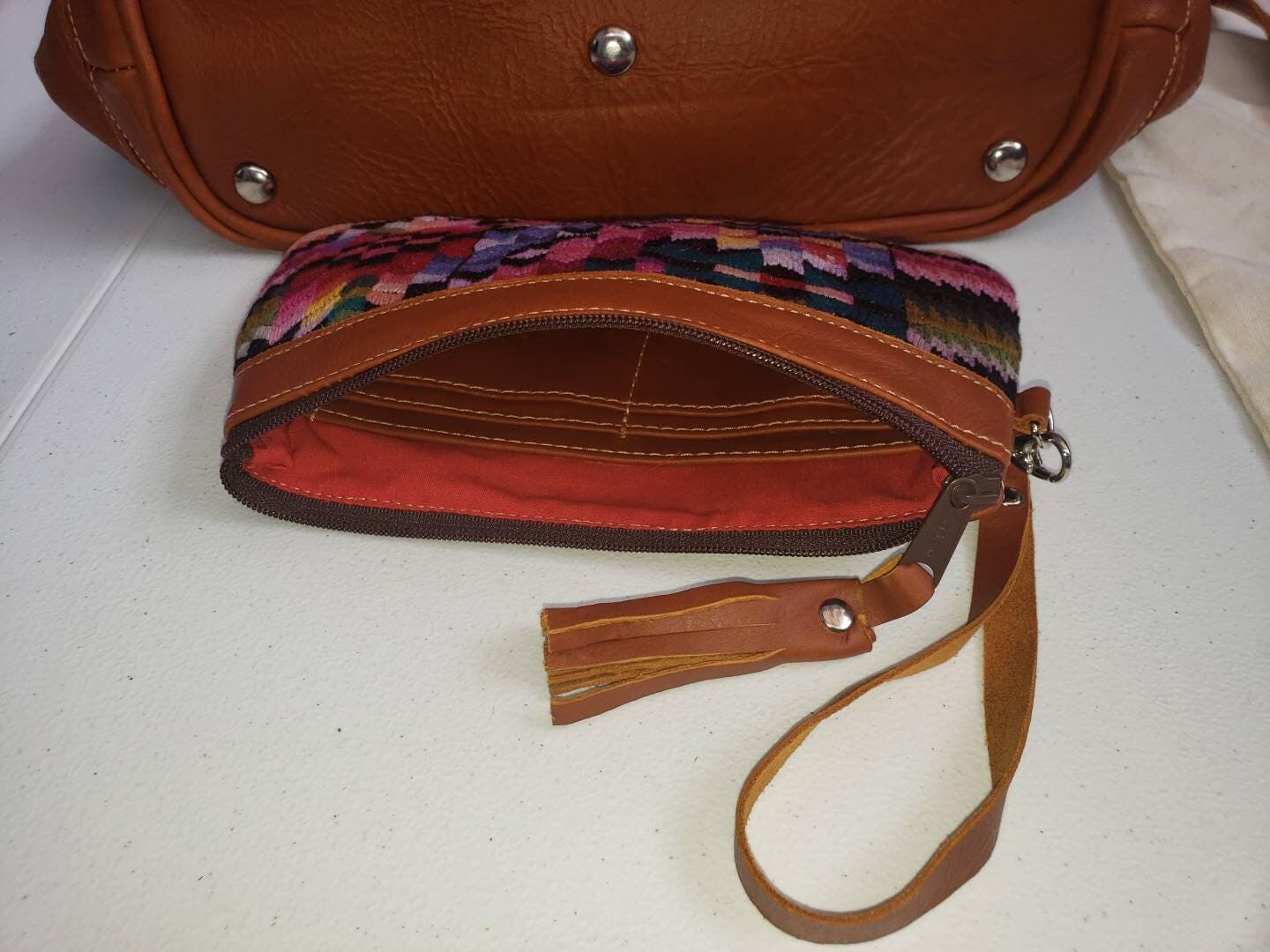 Custom Huipil Pattern Tan Genuine LEATHER CONVERTIBLE BACKPACK Bag - Aesthetic Full Grain Leather Handles cross body And Handbags