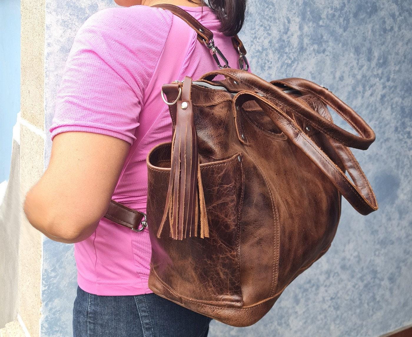 Dark Brown Bag, Convertible Backpack, Cross Body Bag,