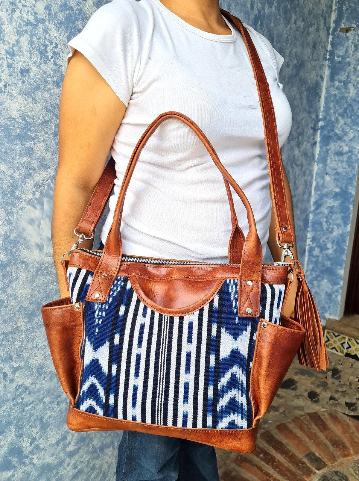 Convertible crossbody backpack day bag authentic leather dark brown Guatemala