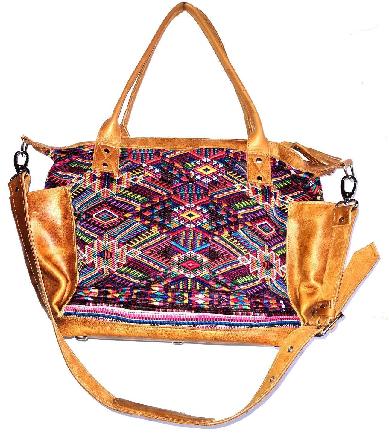 Convertible backpack crossbody diaper genuine leather pockets huipil day bag