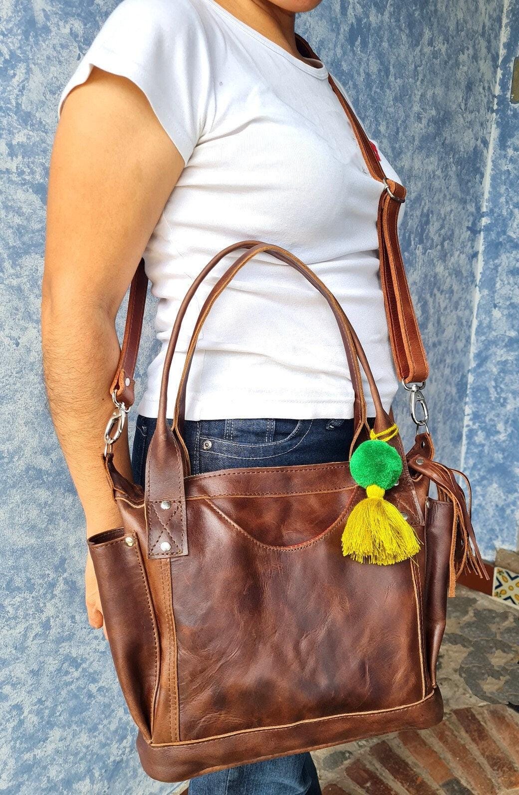 Dark Brown Genuine LEATHER CONVERTIBLE BACKPACK Bag - Aesthetic Full Grain Leather Handles cross body And Handbags
