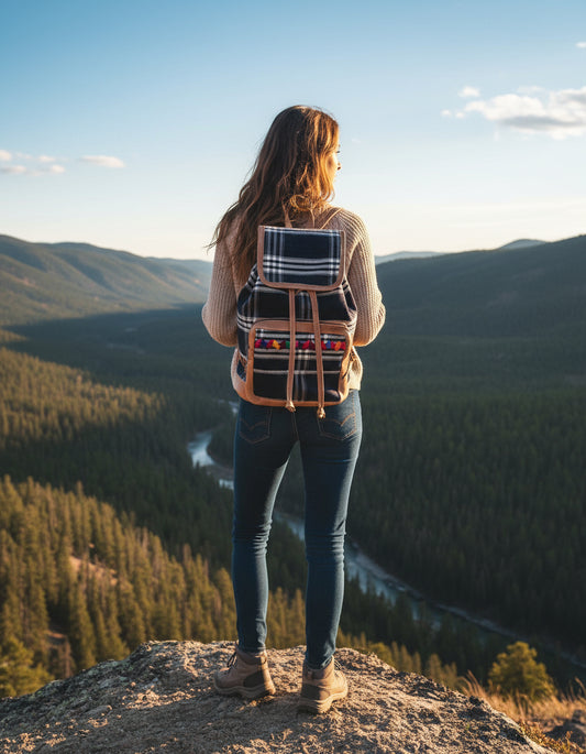 Guatemalan Genuine leather indigo backpack