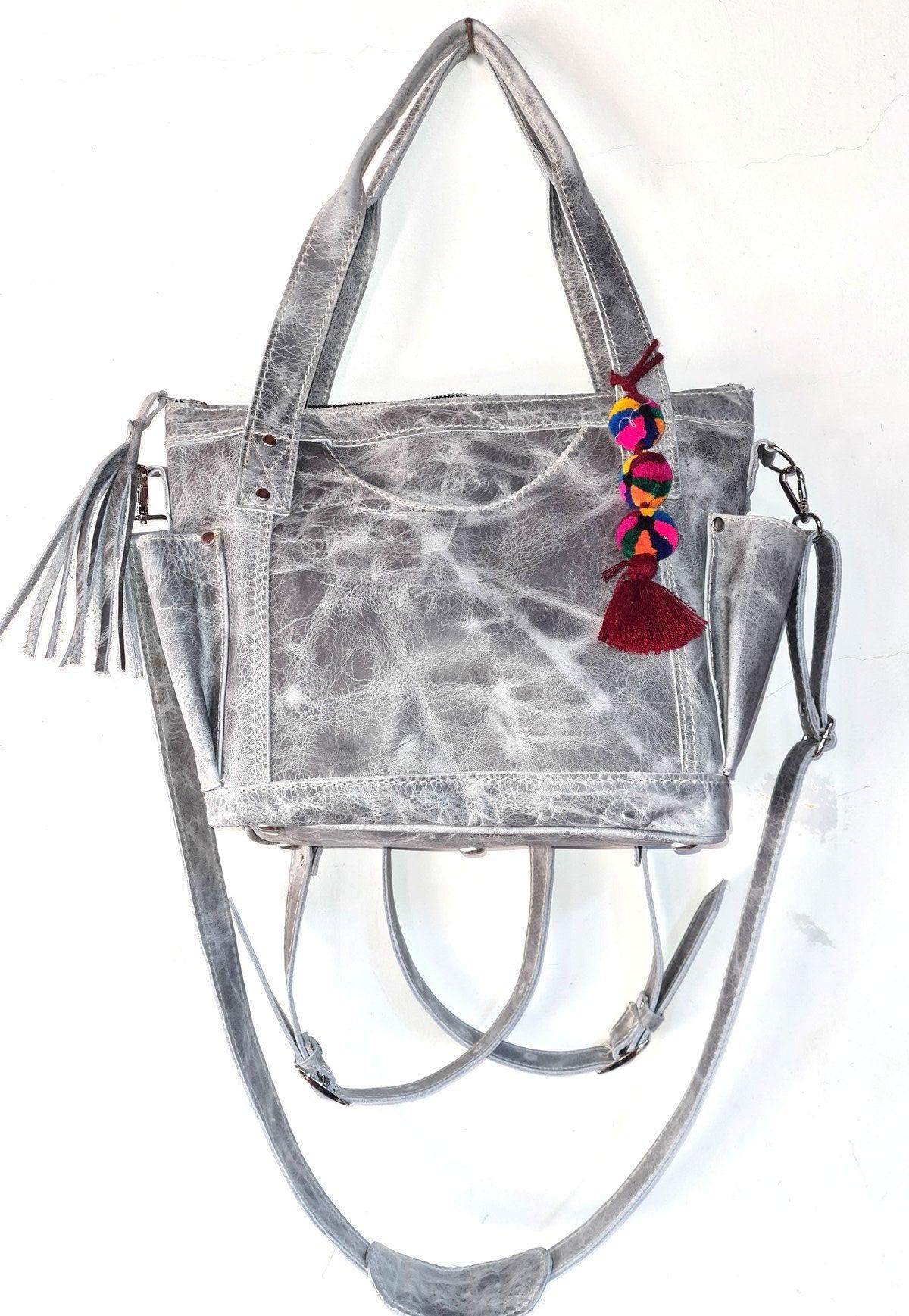 Small Medium Convertible backpack crossbody day bag diaper genuine marbled gray color