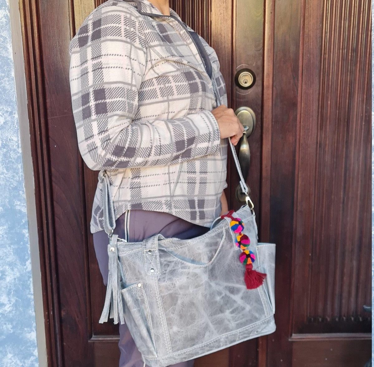 Small Medium Convertible backpack crossbody day bag diaper genuine marbled gray color