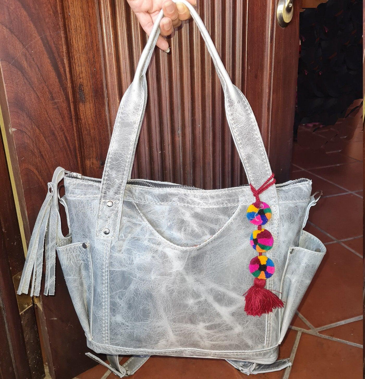 Small Medium Convertible backpack crossbody day bag diaper genuine marbled gray color