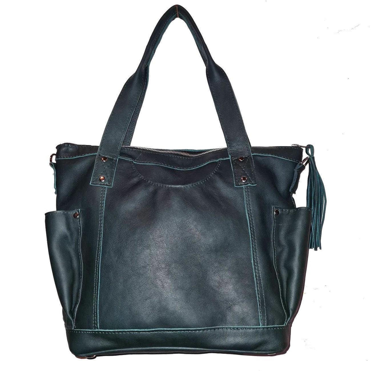 Green Genuine LEATHER CONVERTIBLE BACKPACK Bag - Aesthetic Full Grain Leather Handles cross body And Handbags