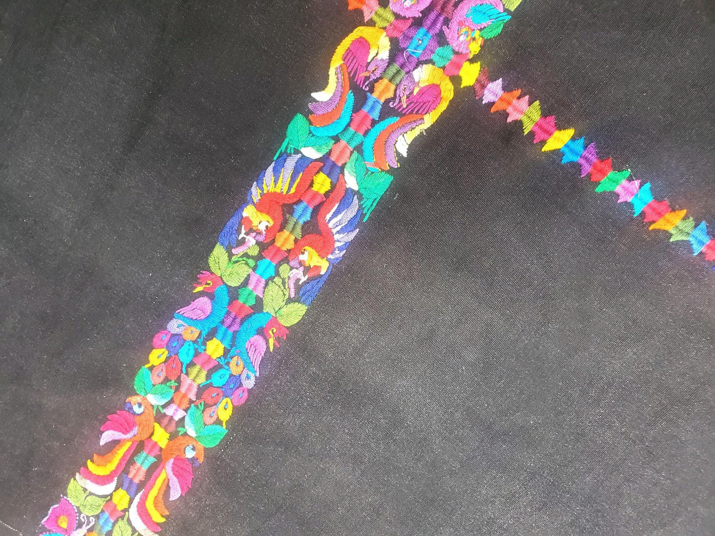 GUATEMALAN XENACOJ Black Cotton Corte FABRIC Per Yard - Vintage Embroidered Hand Woven Fabric